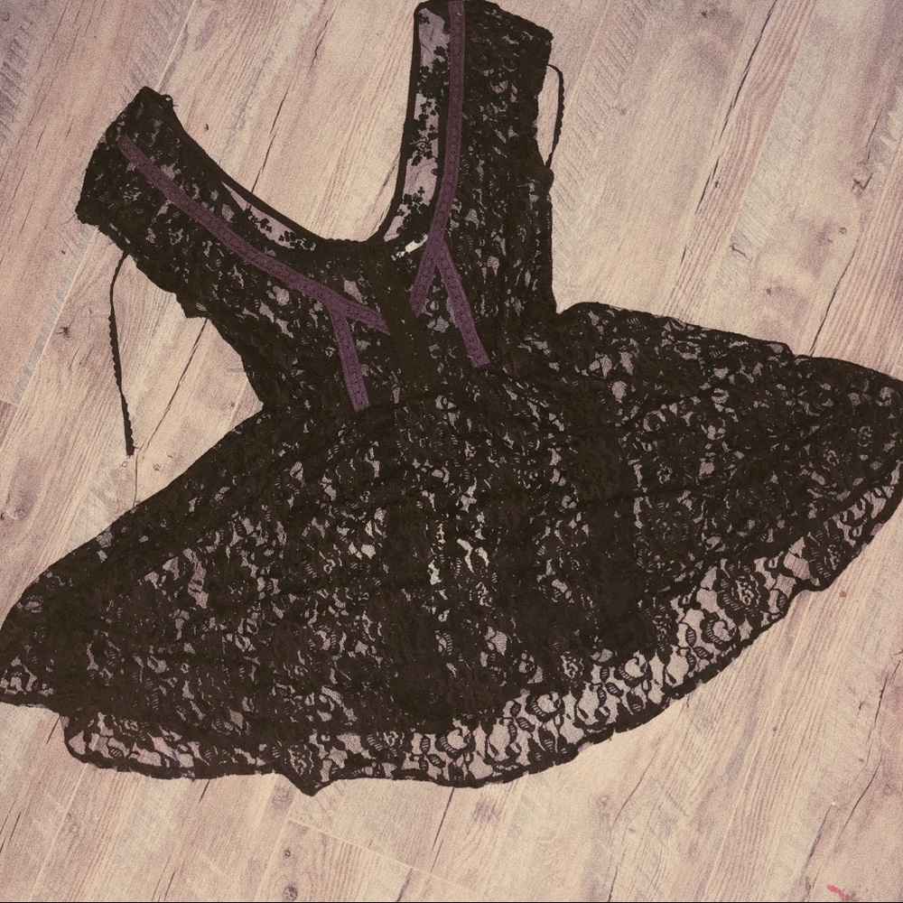 Black Lace Dress w/ Purple Details